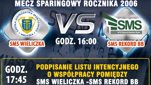 Mecz sparingowy, mecz Futsal Ekstraklasy i wsppraca pomidzy SMS Wieliczka a SMS Rekord BB