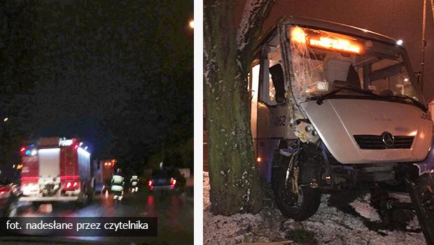 Autobus linii S1 Świątniki Górne – Wieliczka rozbił się w Wieliczce na drzewie