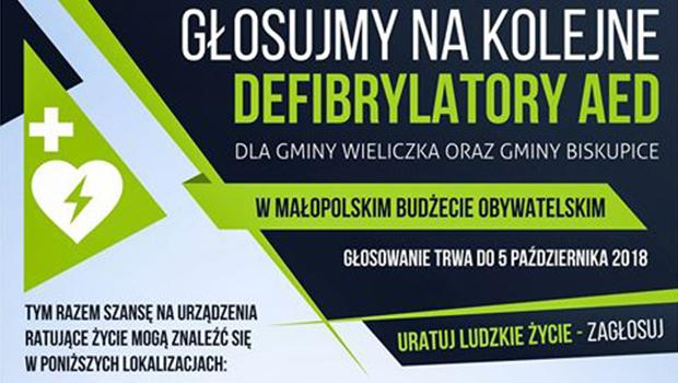 Tylko do 5 padziernika moesz zagosowa na kolejne defibrylatory AED dla gminy Wieliczka i Biskupice