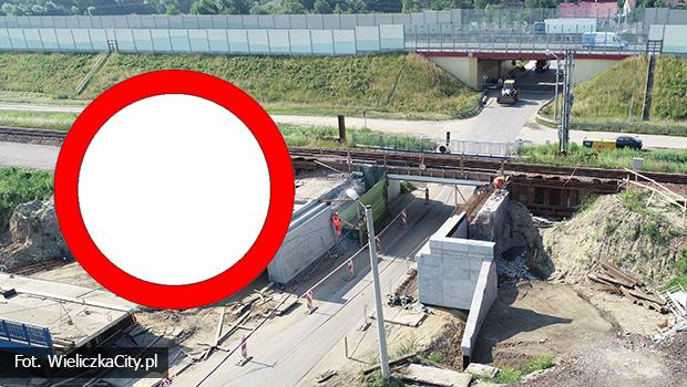 Zamknięcie drogi w rejonie wiaduktu kolejowego w Węgrzcach Wielkich