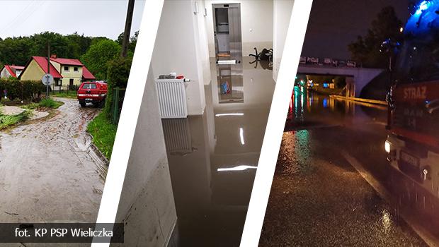 Straacy pracuj od 1:00 w nocy. Zalane m.in. domy, ulice, piwnice w Wieliczce i okolicy. Zobacz zdjcia.