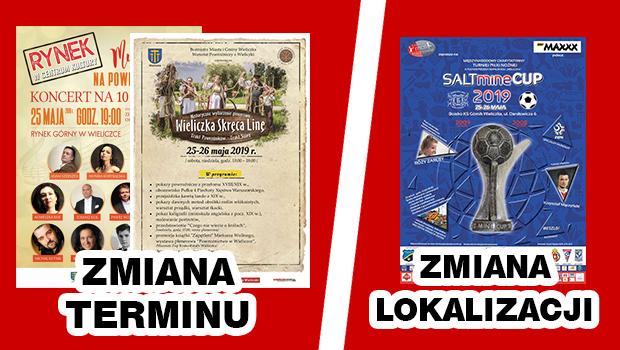 Zmiana terminw i zmiana lokalizacji imprez, ktre miay si odby w weekend 25-26 maja