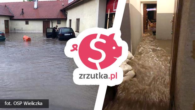 Trwa zbirka na usuwanie szkd po zalaniu remizy OSP Wieliczka
