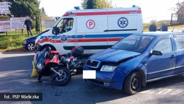 Gorzkw. Motocykl zderzy si z samochodem.