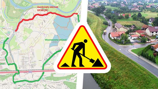 Utrudnienia na drodze powiatowej Brzegi - Niepoomice