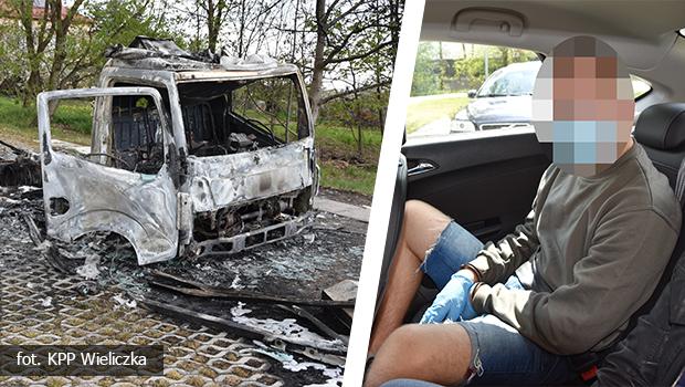 22- latek podpalił w Sygneczowie dwa samochody. Jeden uległ całkowitemu zniszczeniu.