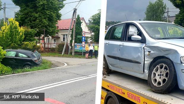 Zderzenie dwch samochodw przed Szko Podstawow nr 4 w Wieliczce
