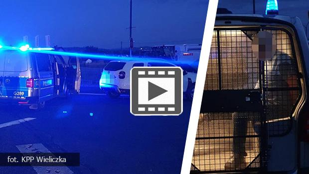 Komendant Powiatowy Policji w Wieliczce wracając po służbie do domu zatrzymał pirata drogowego - zobacz nagranie