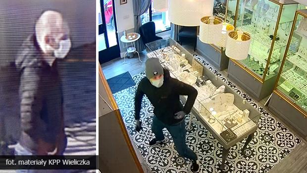 Policja publikuje wizerunek sprawcy napadu na jubilera w centrum Wieliczki