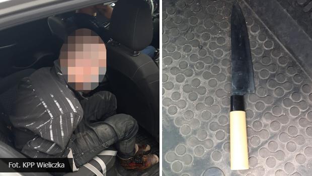 Wieliczanin wymachiwał nożem na przystanku autobusowym w Wieliczce i zatrzymywał samochody