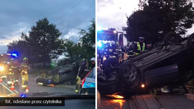 azany. Kierowca dachowa i uciek z miejsca zdarzenia.
