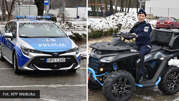 Hybrydowy radiowóz i quad dla wielickich policjantów