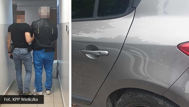 Rysowa samochody na parkingu. Mia pecha porysowa te nieoznakowany radiowz na oczach policjantw.