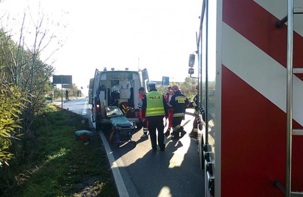 Wypadek w Biskupicach - jedna osoba ranna