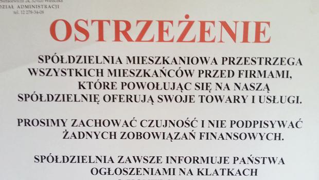 Nie daj si nabra! Spdzielnia Mieszkaniowa ostrzega