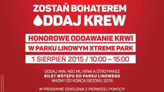 Honorowe oddawanie krwi w parku linowym Xtreme Park  Wieliczka - Grabówki