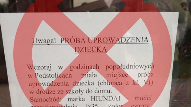 Nie byo prby porwania dziecka w Podstolicach