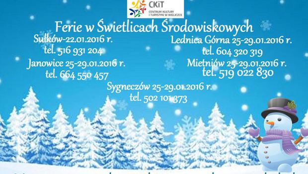 Ferie 2016 w wietlicach rodowiskowych