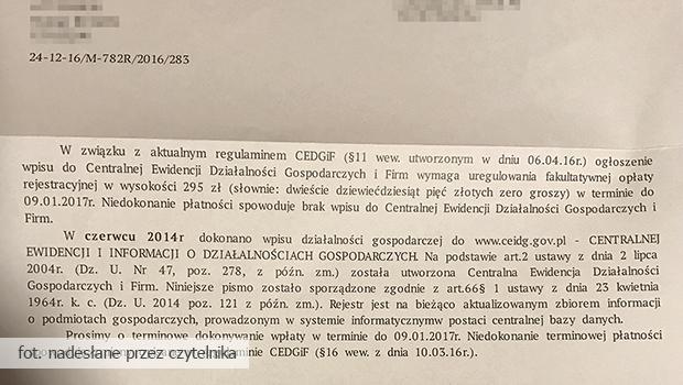 Kolejny wielicki przedsibiorca dosta list o uregulowanie opaty. Nie daj si nabra!