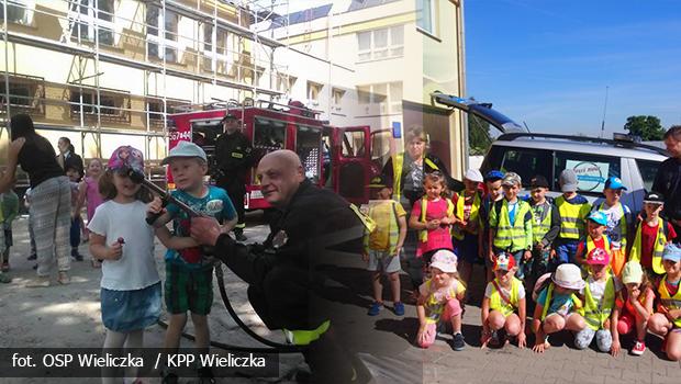 Strażacy z OSP Wieliczka odwiedzają przedszkola w Wieliczce, a przedszkolaki z Raciborska odwiedzają wielickich policjantów
